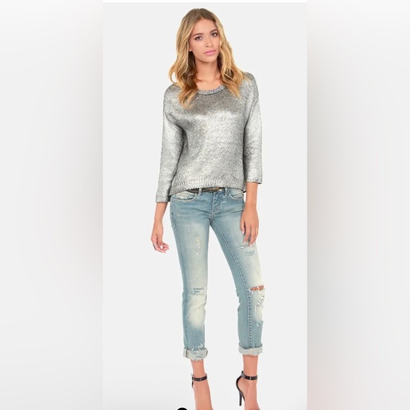 BB Dakota Silver and Gold Crew Neck Sweater - Picture 1 of 9